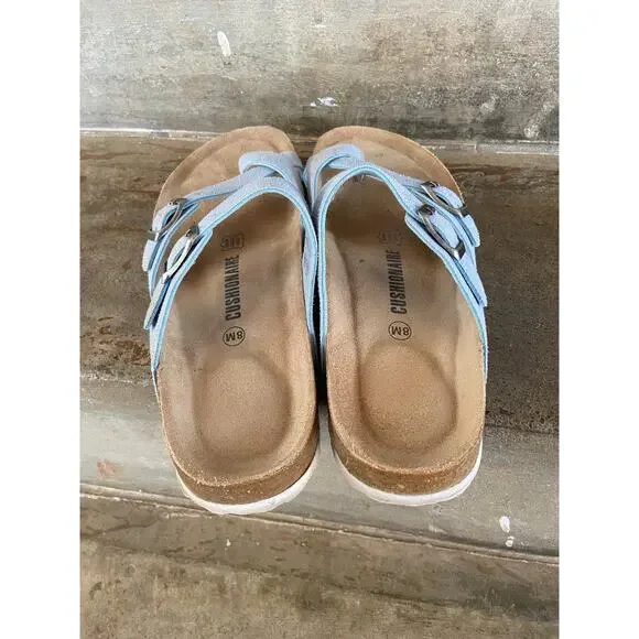 Cushionaire light blue faux leather comfort footbed sandal - Picture 8 of 9